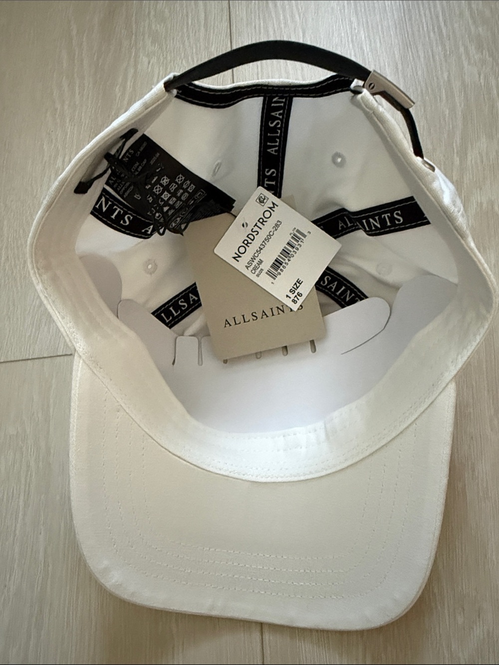 All Saints White Cream Baseball Cap with Embroidered Logo - Picture 6 of 9